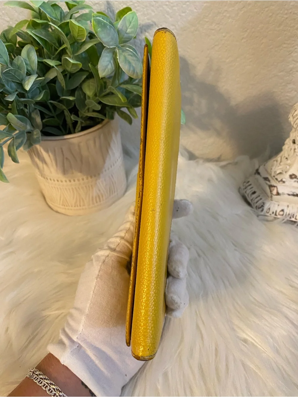 Loewe Yellow Leather Long Snap Wallet